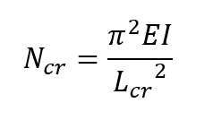 Euler critical buckling load Ncr = ((pi^2)EI)/(L^2)